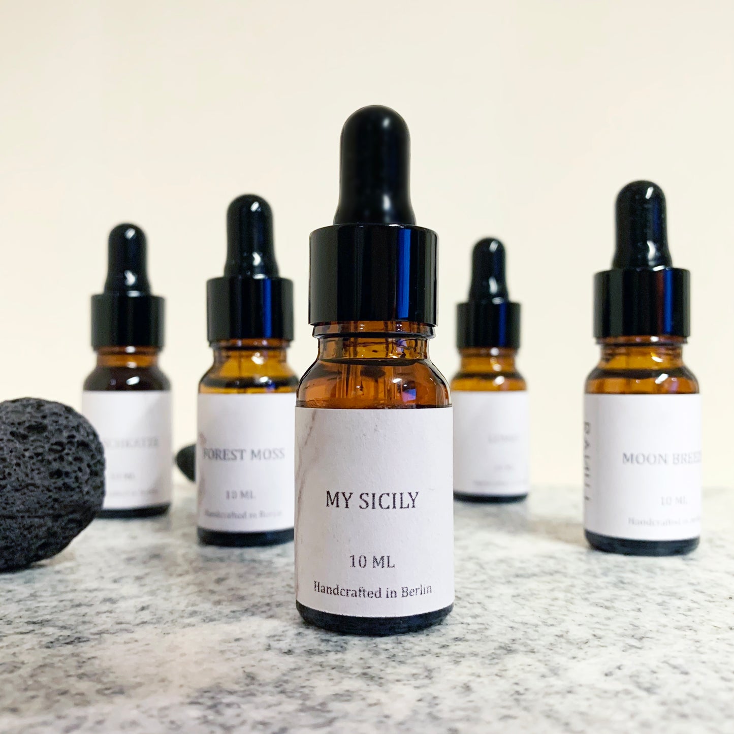 Handcrafted Scent Set - Natural Essential Oil Blend 10ml and Lava Stone